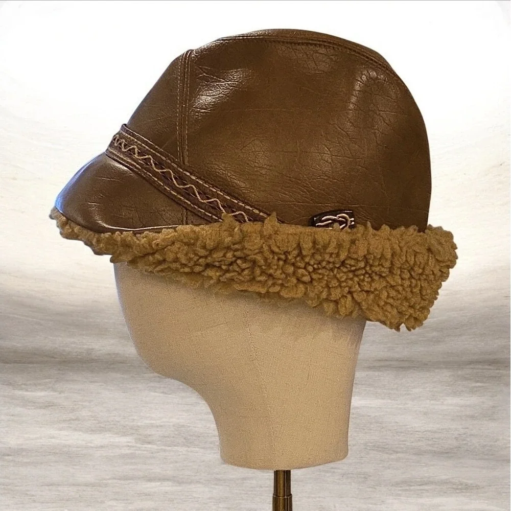 Vintage Fedora Dorfman Pacifica Co Leather Fur Made in USA Sz XL Hat - Picture 6 of 14